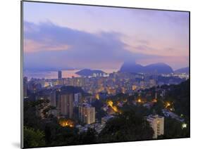 Twilight view over Laranjeiras towards Sugarloaf Mountain, Pereira da Silva, Rio de Janeiro, Brazil-Karol Kozlowski-Mounted Photographic Print