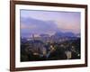 Twilight view over Laranjeiras towards Sugarloaf Mountain, Pereira da Silva, Rio de Janeiro, Brazil-Karol Kozlowski-Framed Photographic Print