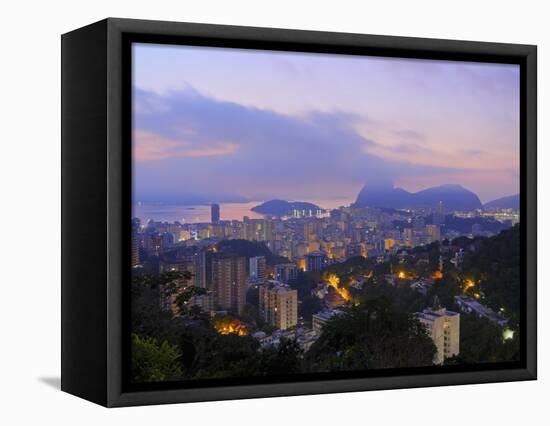 Twilight view over Laranjeiras towards Sugarloaf Mountain, Pereira da Silva, Rio de Janeiro, Brazil-Karol Kozlowski-Framed Stretched Canvas