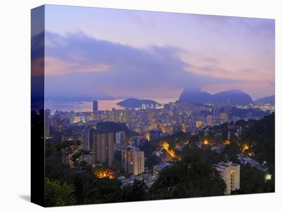 Twilight view over Laranjeiras towards Sugarloaf Mountain, Pereira da Silva, Rio de Janeiro, Brazil-Karol Kozlowski-Stretched Canvas