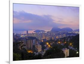 Twilight view over Laranjeiras towards Sugarloaf Mountain, Pereira da Silva, Rio de Janeiro, Brazil-Karol Kozlowski-Framed Photographic Print