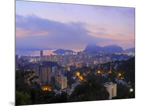 Twilight view over Laranjeiras towards Sugarloaf Mountain, Pereira da Silva, Rio de Janeiro, Brazil-Karol Kozlowski-Mounted Photographic Print