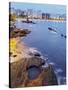 Twilight view towards Icarai Beach with skyline of Niteroi, Niteroi, Rio de Janeiro, Brazil, South -Karol Kozlowski-Stretched Canvas