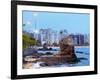 Twilight view towards Icarai Beach with skyline of Niteroi, State of Rio de Janeiro, Brazil, South -Karol Kozlowski-Framed Photographic Print