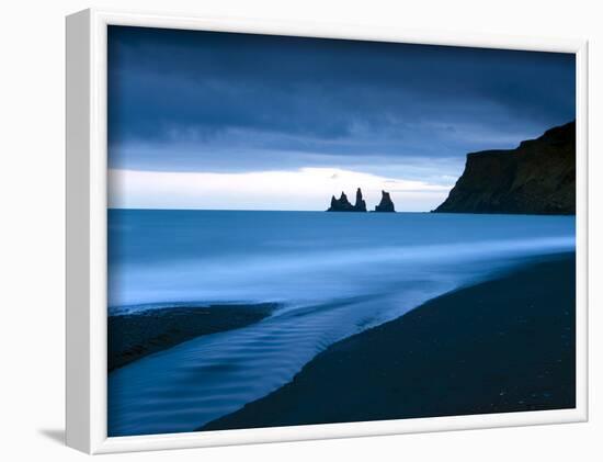 Twilight View Towards Rock Stacks at Reynisdrangar Off the Coast at Vik, South Iceland, Iceland-Lee Frost-Framed Photographic Print