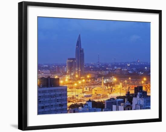 Twilight view towards the Antel Tower, Montevideo, Uruguay, South America-Karol Kozlowski-Framed Photographic Print