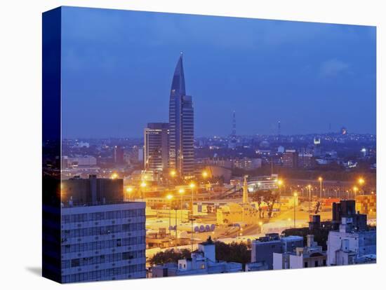 Twilight view towards the Antel Tower, Montevideo, Uruguay, South America-Karol Kozlowski-Stretched Canvas