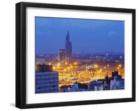 Twilight view towards the Antel Tower, Montevideo, Uruguay, South America-Karol Kozlowski-Framed Photographic Print