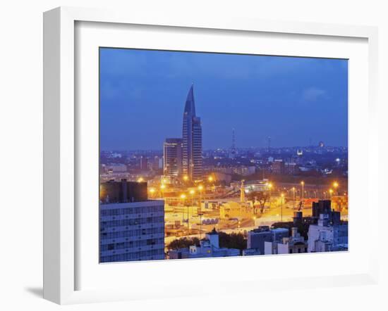 Twilight view towards the Antel Tower, Montevideo, Uruguay, South America-Karol Kozlowski-Framed Photographic Print
