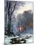 Twilit Wooded River in the Snow-Anders Andersen-Lundby-Mounted Art Print