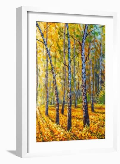 Twin Autumn Trees-Valery Rybakow-Framed Art Print