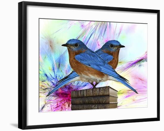 Twin Blue Bird-Ata Alishahi-Framed Giclee Print