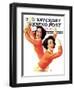 "Twin Cheerleaders," Saturday Evening Post Cover, September 28, 1940-Walt Otto-Framed Giclee Print