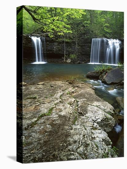 Twin Falls, Richland Creek, Ozark National Forest Arkansas, USA-Charles Gurche-Stretched Canvas
