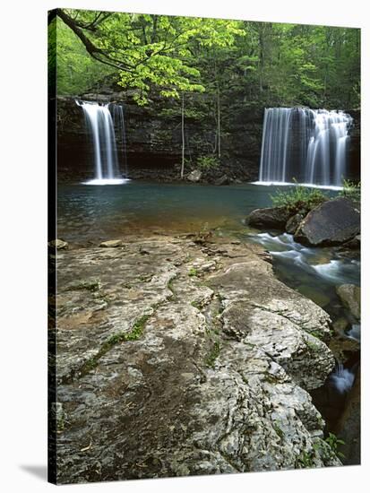 Twin Falls, Richland Creek, Ozark National Forest Arkansas, USA-Charles Gurche-Stretched Canvas