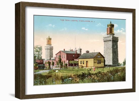 Twin Lighthouses, Highlands, New Jersey-null-Framed Art Print