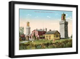 Twin Lighthouses, Highlands, New Jersey-null-Framed Art Print