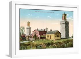 Twin Lighthouses, Highlands, New Jersey-null-Framed Art Print