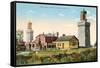 Twin Lighthouses, Highlands, New Jersey-null-Framed Stretched Canvas