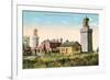 Twin Lighthouses, Highlands, New Jersey-null-Framed Premium Giclee Print