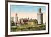 Twin Lighthouses, Highlands, New Jersey-null-Framed Premium Giclee Print