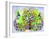 Twin Peacock And Butterflies-Ata Alishahi-Framed Giclee Print