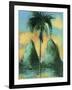 Twin peaks , St Lucia, 2020 (oil on card)-Andrew Hewkin-Framed Giclee Print