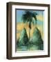 Twin peaks , St Lucia, 2020 (oil on card)-Andrew Hewkin-Framed Giclee Print