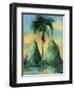 Twin peaks , St Lucia, 2020 (oil on card)-Andrew Hewkin-Framed Giclee Print