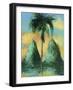 Twin peaks , St Lucia, 2020 (oil on card)-Andrew Hewkin-Framed Giclee Print