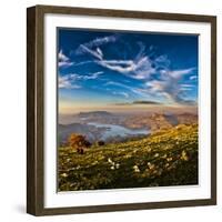 Twin Peaks, Tagus Algarin and Sima de Las Grajas by Reservoir Zahara-El Gastor, Andalucia, Spain-Giles Bracher-Framed Photographic Print