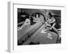 Twin Teenage Girls Reading and Writing Letters in Their Room-Fritz Goro-Framed Photographic Print