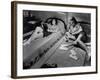 Twin Teenage Girls Reading and Writing Letters in Their Room-Fritz Goro-Framed Photographic Print