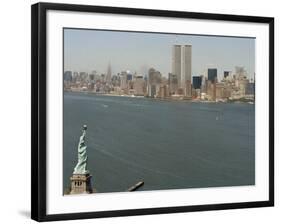 Twin Towers and Liberty 1990-Marty Lederhandler-Framed Photographic Print