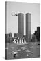 Twin Towers and Spanish Schooner-null-Stretched Canvas