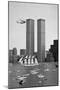 Twin Towers and Spanish Schooner-null-Mounted Photographic Print