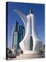 Twin Towers and Teapot Sculpture at Eastern End of the Corniche, Ad Dawhah, Doha, Qatar-Gavin Hellier-Stretched Canvas