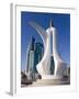 Twin Towers and Teapot Sculpture at Eastern End of the Corniche, Ad Dawhah, Doha, Qatar-Gavin Hellier-Framed Photographic Print