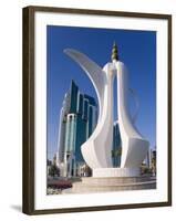 Twin Towers and Teapot Sculpture at Eastern End of the Corniche, Ad Dawhah, Doha, Qatar-Gavin Hellier-Framed Photographic Print