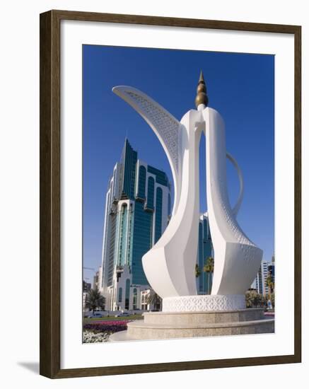 Twin Towers and Teapot Sculpture at Eastern End of the Corniche, Ad Dawhah, Doha, Qatar-Gavin Hellier-Framed Photographic Print