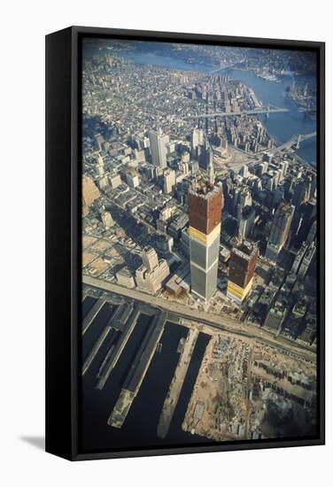 Twin Towers under Construction-null-Framed Stretched Canvas