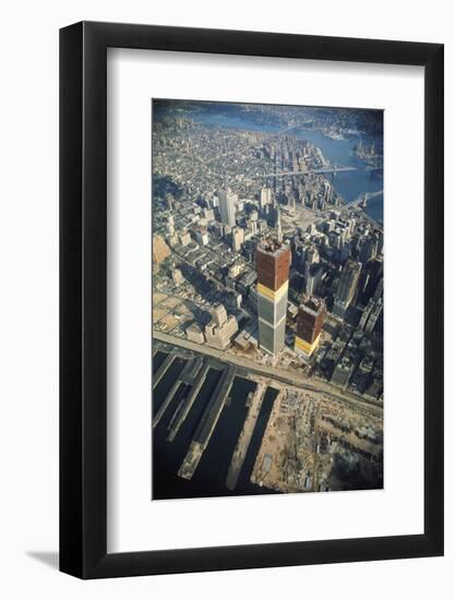 Twin Towers under Construction-null-Framed Photographic Print