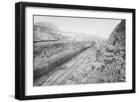 Twin Tracks Loaded With Earth Removed From Panama Canal Bed-null-Framed Art Print