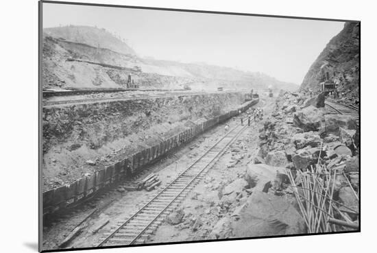 Twin Tracks Loaded With Earth Removed From Panama Canal Bed-null-Mounted Art Print