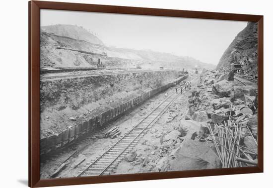 Twin Tracks Loaded With Earth Removed From Panama Canal Bed-null-Framed Art Print