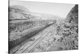 Twin Tracks Loaded With Earth Removed From Panama Canal Bed-null-Stretched Canvas