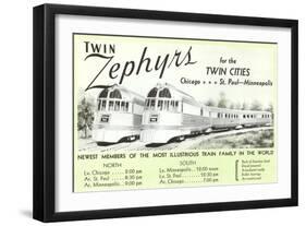 Twin Zephyrs, Trains in Midwest-null-Framed Art Print