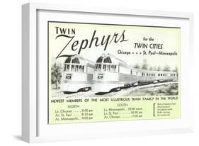 Twin Zephyrs, Trains in Midwest-null-Framed Art Print