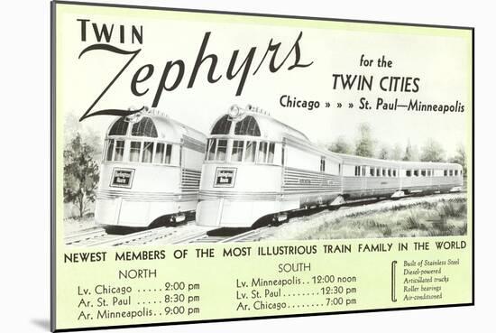 Twin Zephyrs, Trains in Midwest-null-Mounted Art Print