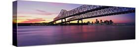 Twins Bridge over a River, Crescent City Connection Bridge, River Mississippi, New Orleans-null-Stretched Canvas